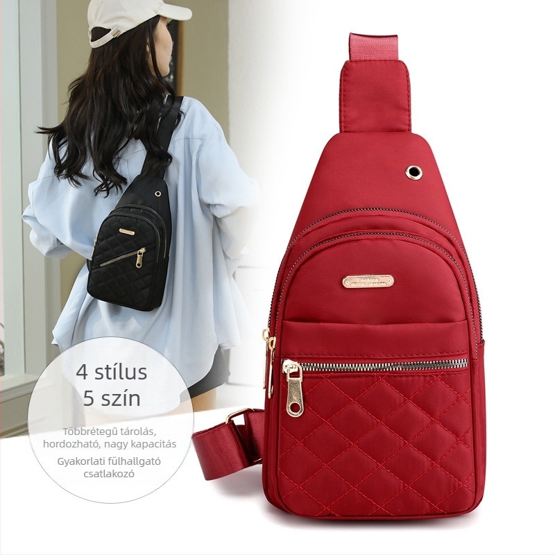 Női mellkas táska – utcai stílus, nylon, cipzáras nyitás, belső cipzáras zseb, poliészter bélés