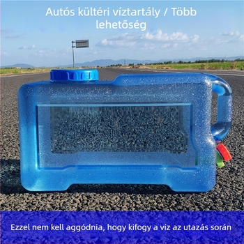 Négyzet alakú víztartó vödör szabadtéri autóutazásokhoz, műanyag, csappal, széles nyílású, víztároló tartály