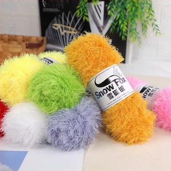 Snow Fox velúr fleece sál, csoportos fonású fonal, kötött, Yunzhen