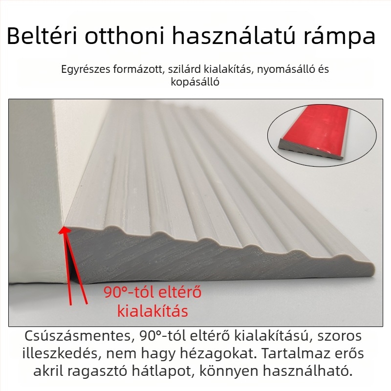 PVC puha öntapadós lejtőszőnyeg robotporszívókhoz, beltéri küszöbökhöz, vízálló, csúszásmentes, kopásálló, 25 mm vastagság