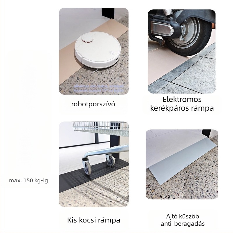 PVC puha öntapadós lejtőszőnyeg robotporszívókhoz, beltéri küszöbökhöz, vízálló, csúszásmentes, kopásálló, 25 mm vastagság