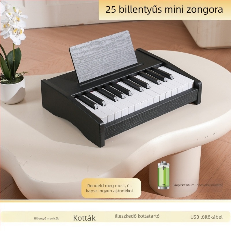 LECHEN hordozható fa elektronikus billentyűzet gyerekeknek, modell 25-billentyűs/37-billentyűs