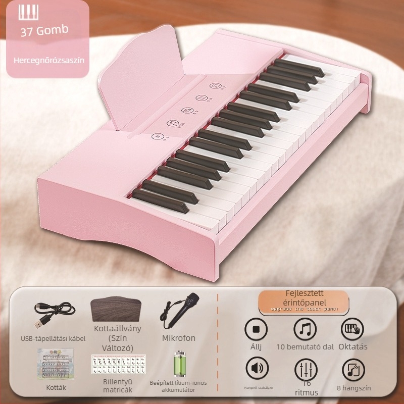 LECHEN hordozható fa elektronikus billentyűzet gyerekeknek, modell 25-billentyűs/37-billentyűs