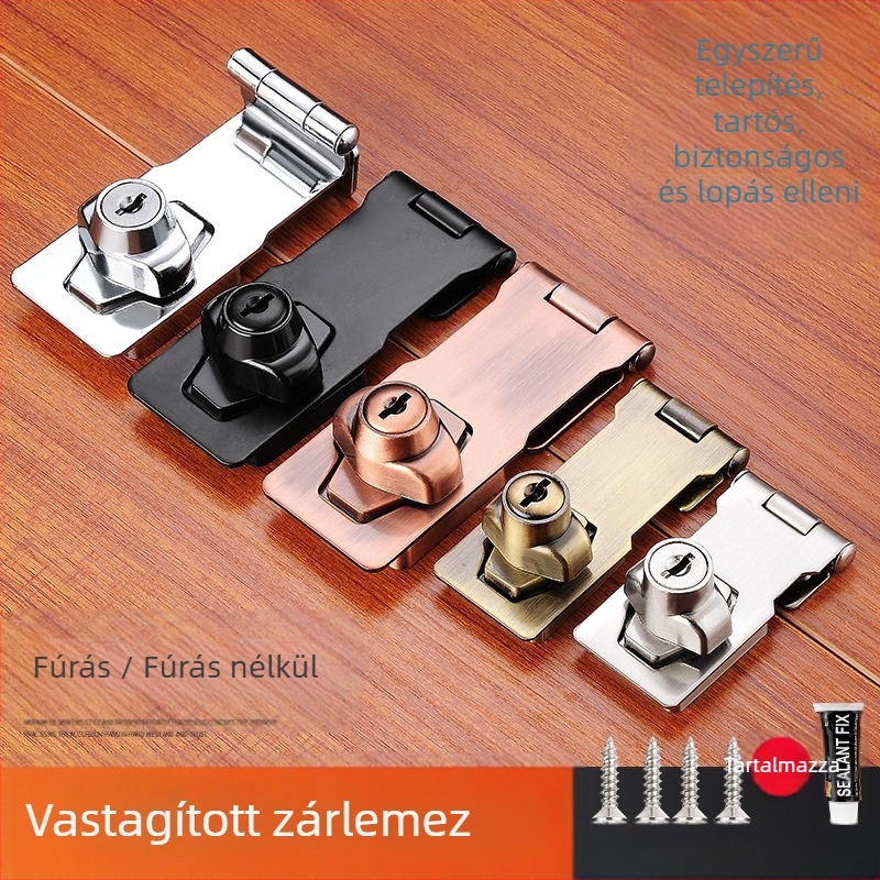 Fúrás nélküli szekrényzár — modell HSD-12; alkalmas szekrényajtókra, fiókokra, hűtőkre és fagyasztókra