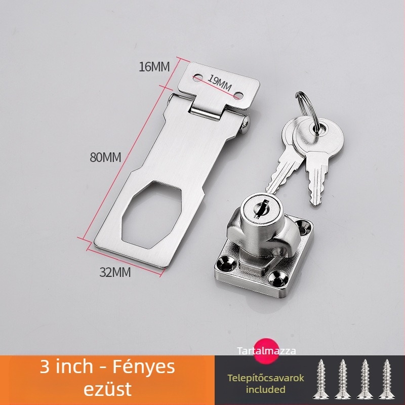 Fúrás nélküli szekrényzár — modell HSD-12; alkalmas szekrényajtókra, fiókokra, hűtőkre és fagyasztókra