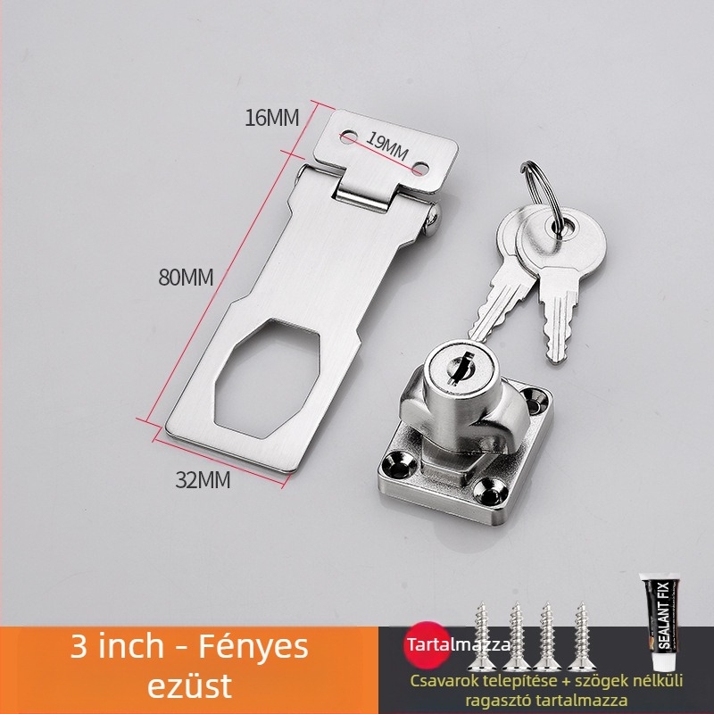 Fúrás nélküli szekrényzár — modell HSD-12; alkalmas szekrényajtókra, fiókokra, hűtőkre és fagyasztókra