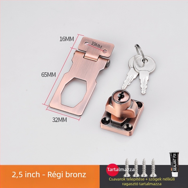 Fúrás nélküli szekrényzár — modell HSD-12; alkalmas szekrényajtókra, fiókokra, hűtőkre és fagyasztókra