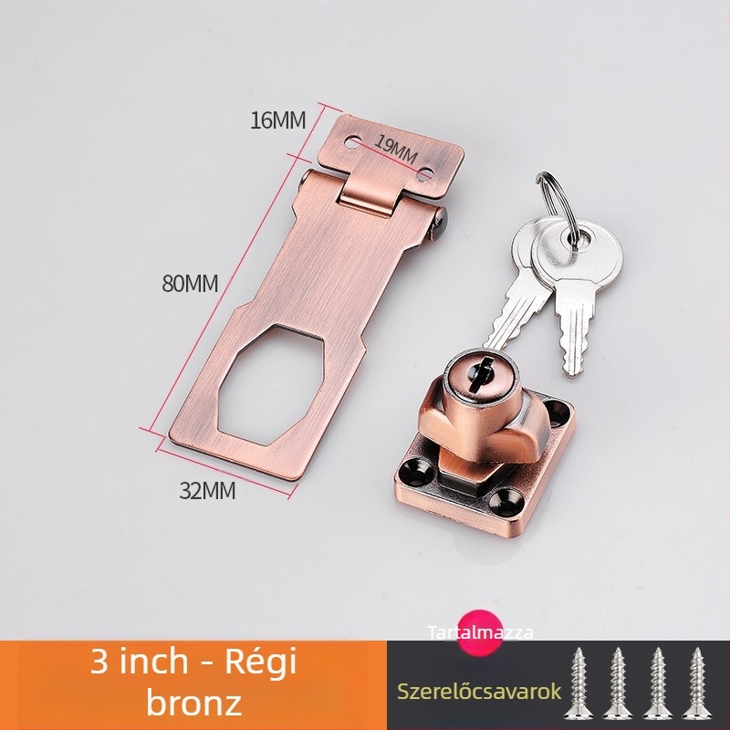 Fúrás nélküli szekrényzár — modell HSD-12; alkalmas szekrényajtókra, fiókokra, hűtőkre és fagyasztókra