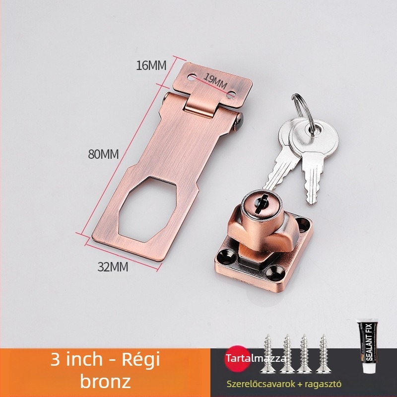 Fúrás nélküli szekrényzár — modell HSD-12; alkalmas szekrényajtókra, fiókokra, hűtőkre és fagyasztókra