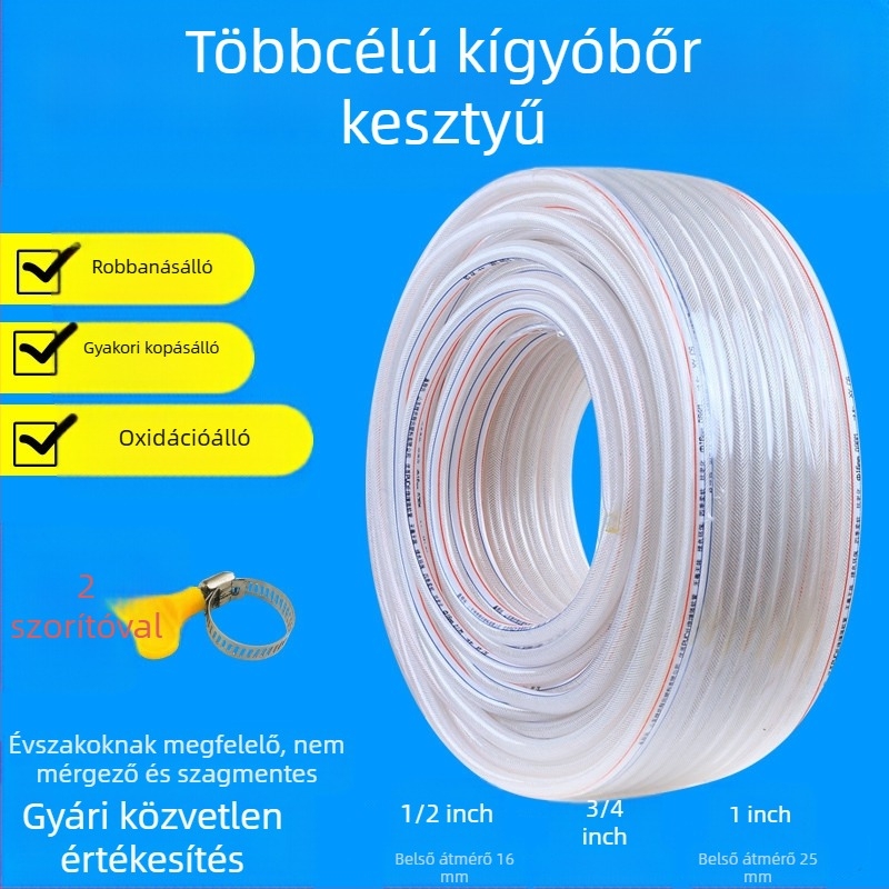 PVC vízcső háztartási használatra, fagyálló, alkalmas autómosásra és öntözésre, kígyó bőrképű tömlő, CE tanúsítvány