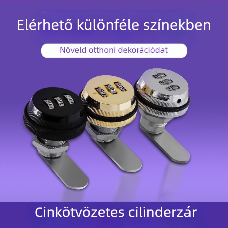 Jia Shundi szekrényzár jelszóra, modell 006, cink ötvözetből, szekrényekhez és irodai asztalokhoz