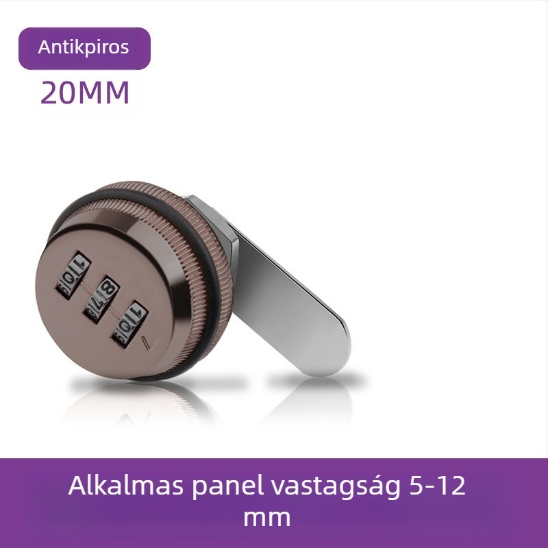 Jia Shundi szekrényzár jelszóra, modell 006, cink ötvözetből, szekrényekhez és irodai asztalokhoz