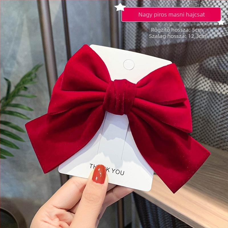 Velúr hajcsat gyerekeknek, nagy masnival, egyrészes klipsz, koreai stílus, 2024 tél