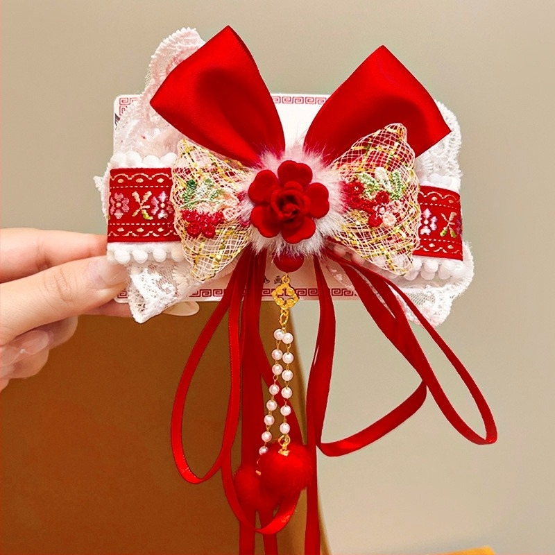 Velúr hajcsat gyerekeknek, nagy masnival, egyrészes klipsz, koreai stílus, 2024 tél