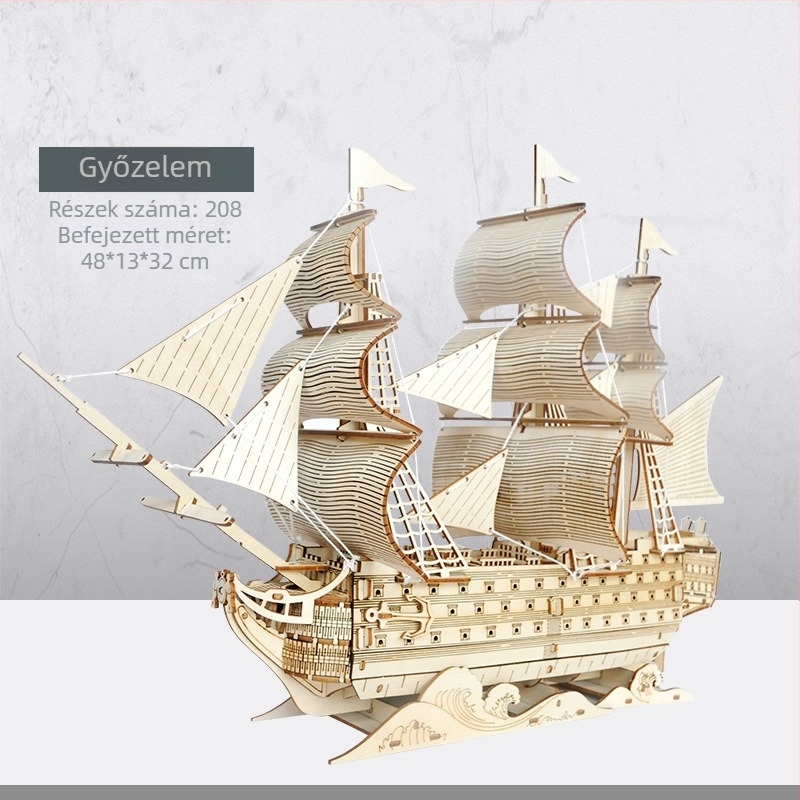 Nanhu Vörös Hajó Fa 3D Kirakós Modellkészlet, DIY, OEM-logóval testreszabható