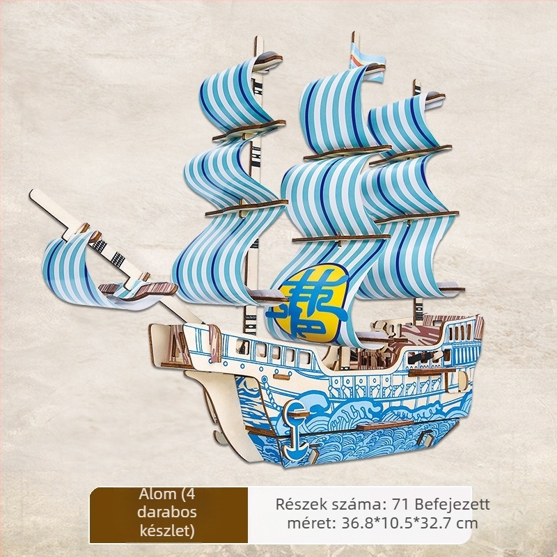 Nanhu Vörös Hajó Fa 3D Kirakós Modellkészlet, DIY, OEM-logóval testreszabható