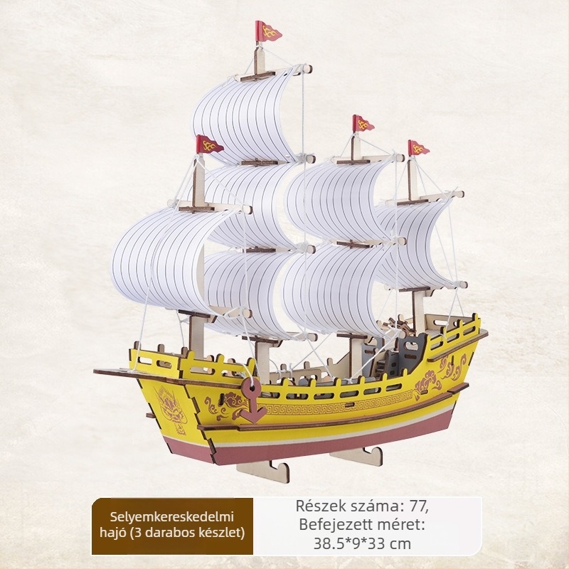 Nanhu Vörös Hajó Fa 3D Kirakós Modellkészlet, DIY, OEM-logóval testreszabható