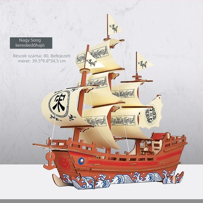 Nanhu Vörös Hajó Fa 3D Kirakós Modellkészlet, DIY, OEM-logóval testreszabható