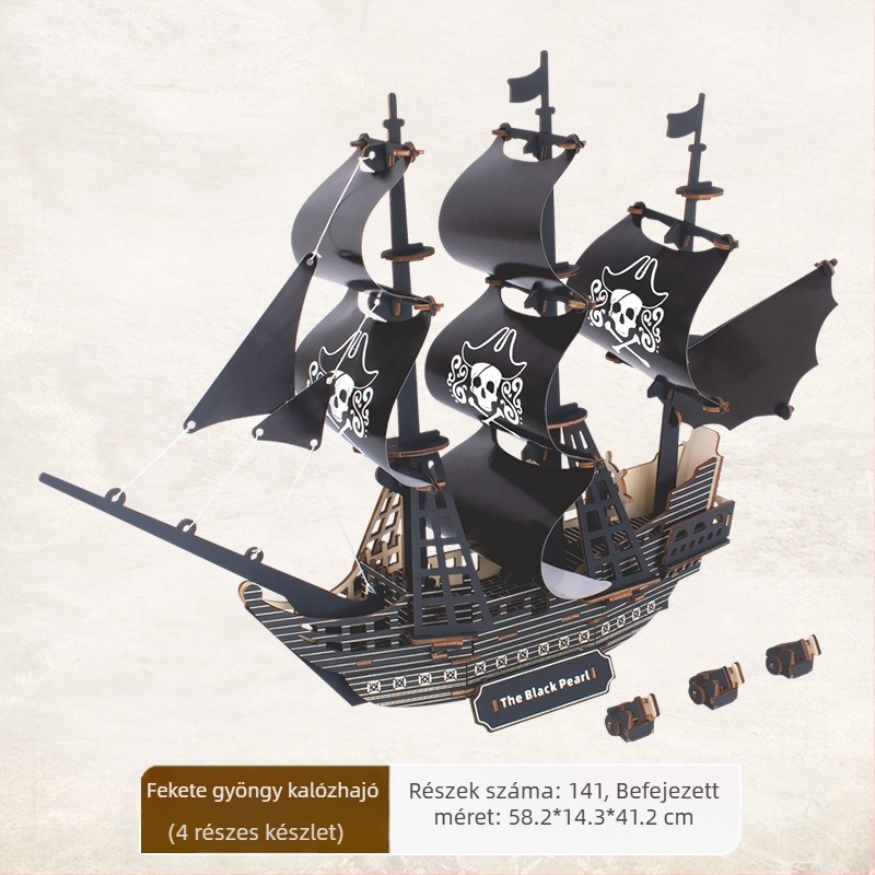 Nanhu Vörös Hajó Fa 3D Kirakós Modellkészlet, DIY, OEM-logóval testreszabható