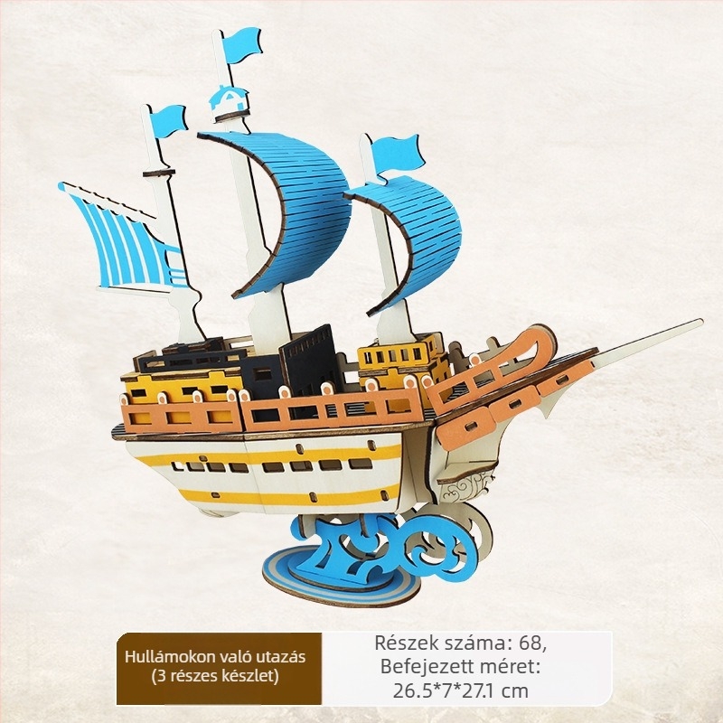 Nanhu Vörös Hajó Fa 3D Kirakós Modellkészlet, DIY, OEM-logóval testreszabható