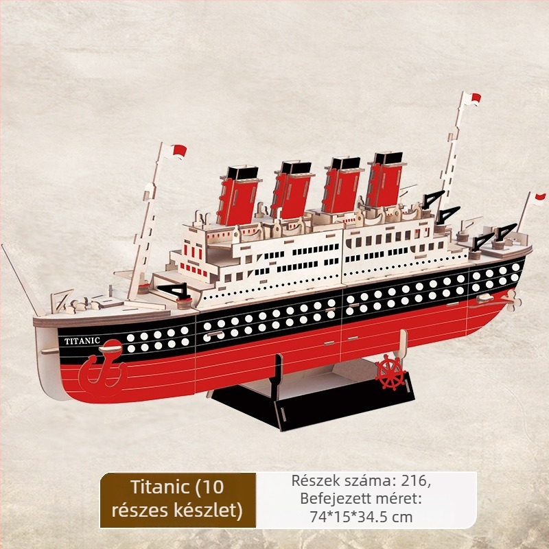 Nanhu Vörös Hajó Fa 3D Kirakós Modellkészlet, DIY, OEM-logóval testreszabható