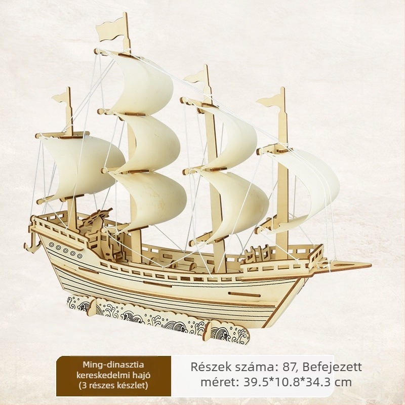 Nanhu Vörös Hajó Fa 3D Kirakós Modellkészlet, DIY, OEM-logóval testreszabható