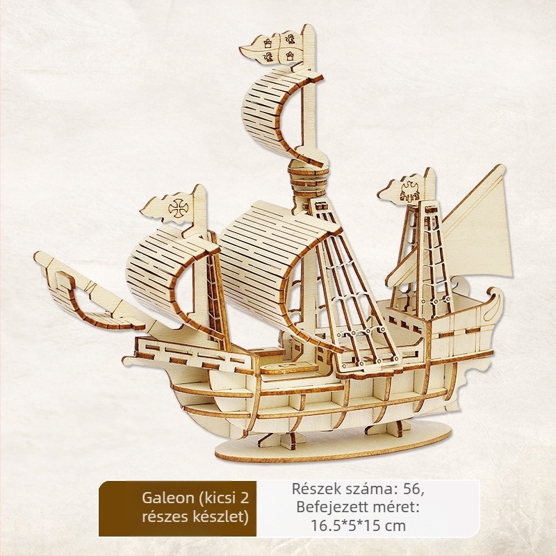 Nanhu Vörös Hajó Fa 3D Kirakós Modellkészlet, DIY, OEM-logóval testreszabható