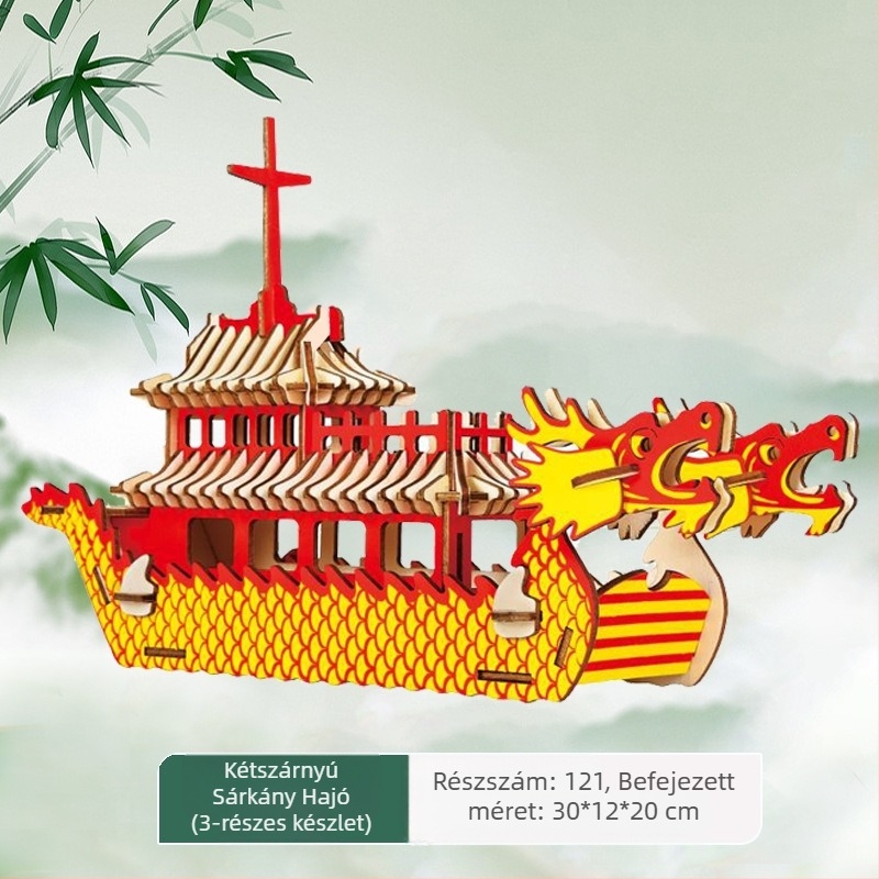 Nanhu Vörös Hajó Fa 3D Kirakós Modellkészlet, DIY, OEM-logóval testreszabható