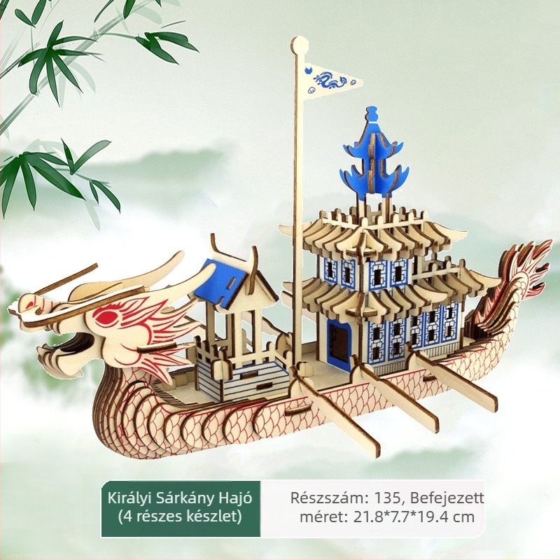 Nanhu Vörös Hajó Fa 3D Kirakós Modellkészlet, DIY, OEM-logóval testreszabható