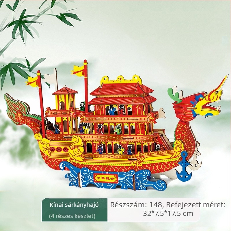Nanhu Vörös Hajó Fa 3D Kirakós Modellkészlet, DIY, OEM-logóval testreszabható