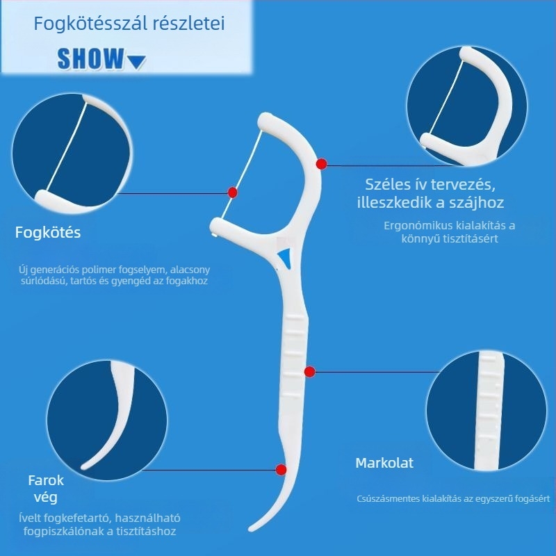 Fogselyem pálcika – ultra vékony, ívelt alakú, dupla fejű, 30–50 darab, 80–100 tasak a csomagban