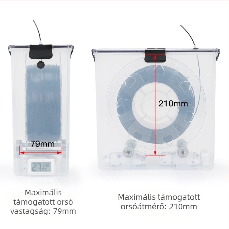 3D nyomtatási anyagok szárító doboza, 1 kg kapacitás, PLA fogyóanyagok, PETG zárt tároló, por- és nedvességálló