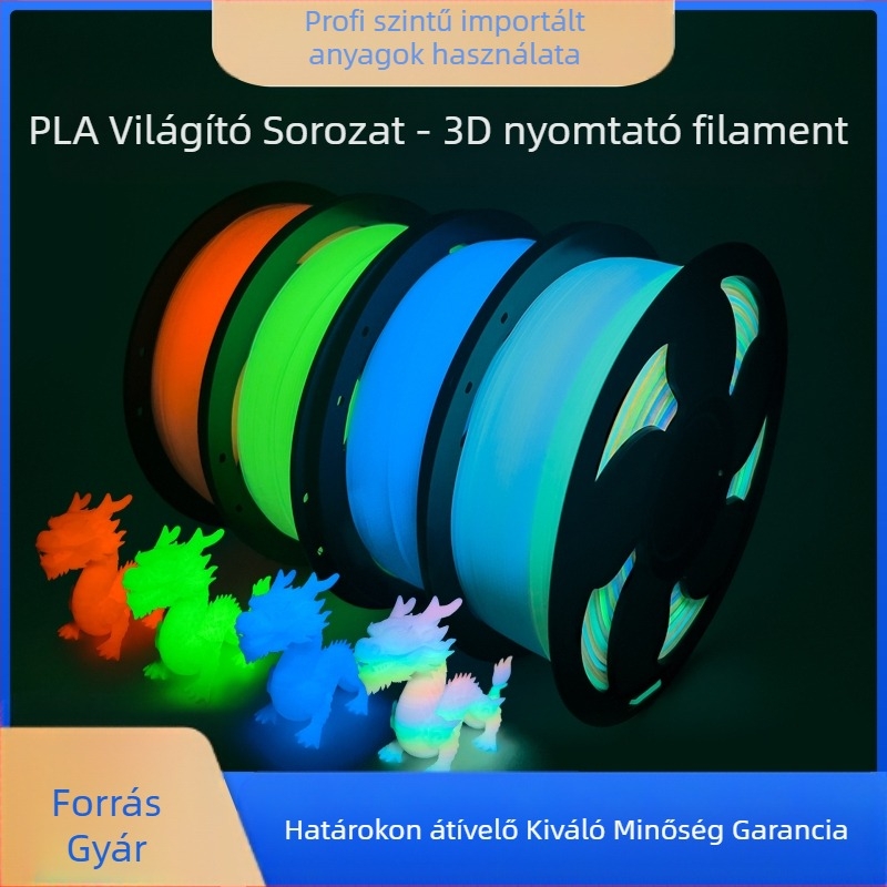 Fénylő PLA filament 3D nyomtatáshoz, átmérő 1,75 mm, kör keresztmetszet, Toksen 3D