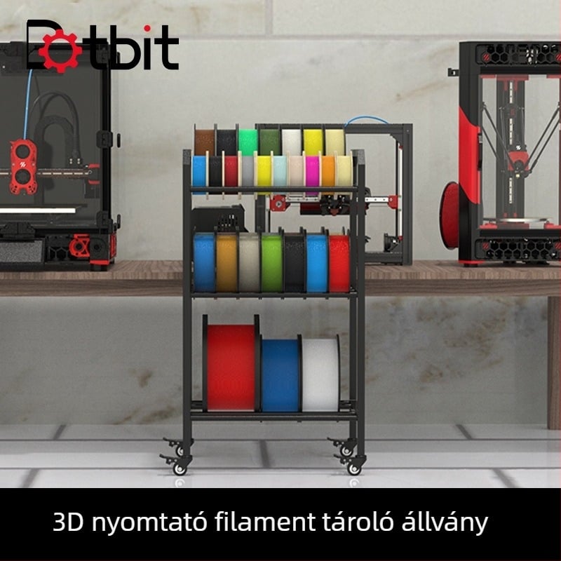 Dotbit 3D nyomtató fogyóanyag-tároló tartó, kompatibil a 150/200/250/300 mm átmérőjű tálcákkal, könnyen mozgatható.
