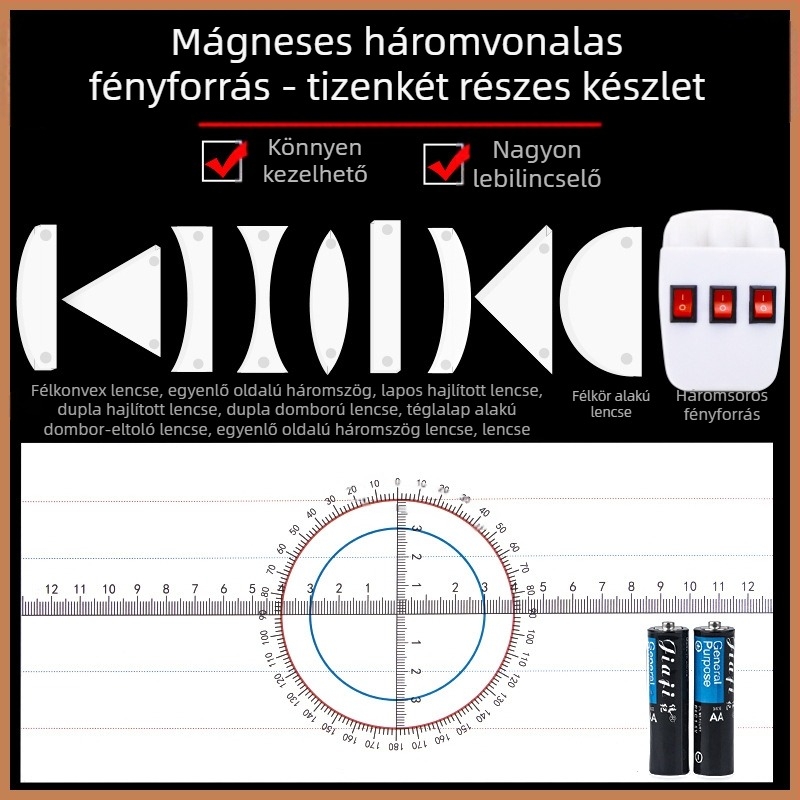 Liuxin Mágneses vonzású fényforrás, 12 részes optika-kísérleti készlet középiskolai fizika számára