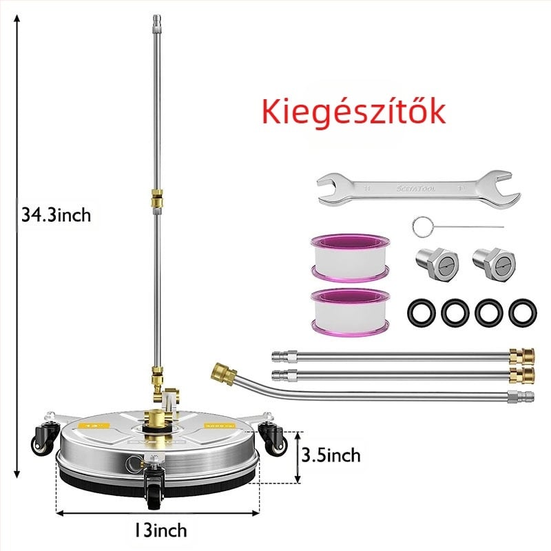 Magasnyomású tisztító rozsdamentes acélból, kettő az egyben állítható tisztító a házimás és padló tisztításához, rézfej, rozsdamentes acél fogantyú, 4000 psi, permetezési távolság 10 m