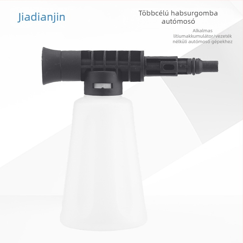 Nélküli lítiumakkumulátoros autómosó, konikus habtartály (Model S1), habpisztoly fej műanyagból, habpisztoly teste műanyagból; feldolgozás testreszabható: Igen; alkalmas lítiumakkumulátoros autók mosására; súly 0,65 kg