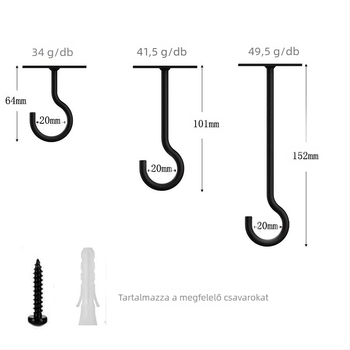 Caizi Lógó Kosár Akasztó – vasból készült kerti mennyezeti akasztó, modern egyszerű stílus, festett felület