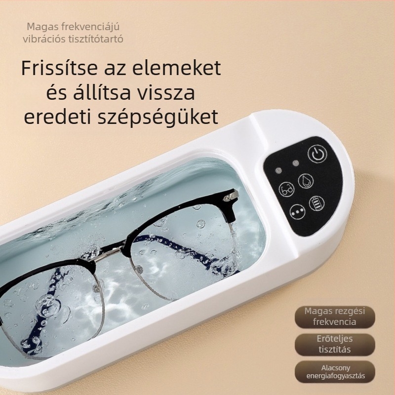 Ultrahangos szemüvegtisztító készülék ékszerek, fogszabályozó és kontaktlencsék számára — USB tápellátás, 5V, 50W, 300 ml kapacitás