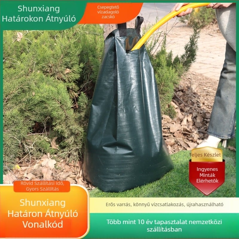 Kültéri fák öntözésére szolgáló cseppentő zacskó (PE/PVC), víztakarékos öntözés városi zöldítéshez