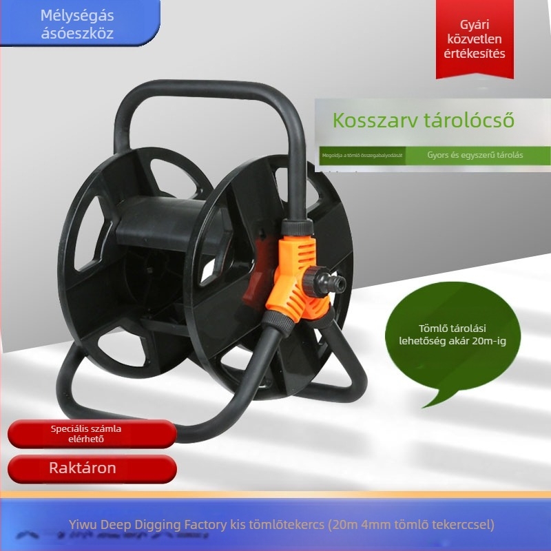 Autómosó vízcső tároló állvány, réz anyag, 20 m tekercs, nettó súly 1150