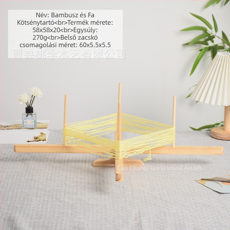 Fából készült fonal tartó, forgatható, kézműves, tömörfa, modern minimalista stílus – Peach & Plum