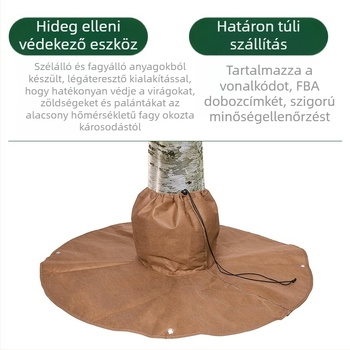 Téli trópusi növény gyökérszigetelő tasak kötős védőfedéllel és Velcro fagyvédővel kültéri használatra