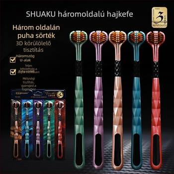 Brush Cool háromoldalú fogkefe, modell 995, manuális, 5 darabos készlet, nyelvkaparó