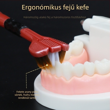 Brush Cool háromoldalú fogkefe, modell 995, manuális, 5 darabos készlet, nyelvkaparó