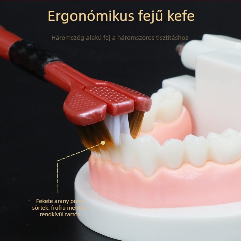 Brush Cool háromoldalú fogkefe, modell 995, manuális, 5 darabos készlet, nyelvkaparó