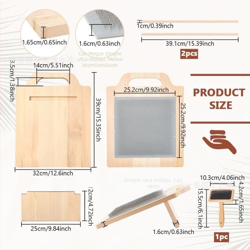 Kényelmes, hordozható fa gyapjúrost készlet árnyalatok keveréséhez, fonáshoz és keféléshez – varrógép-kiegészítő, kreatív minimalist design, testreszabható.