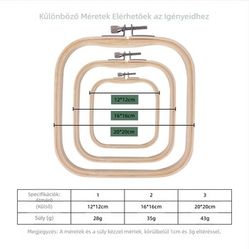 Négyzet alakú bambusz hímzőkeret keresztszemes hímzéshez, kínai stílusú