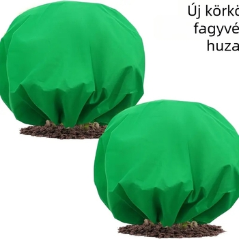 Kör alakú téli növényvédő takaró, nemszőtt anyagból, húzózsinóros zárás, összecsukható