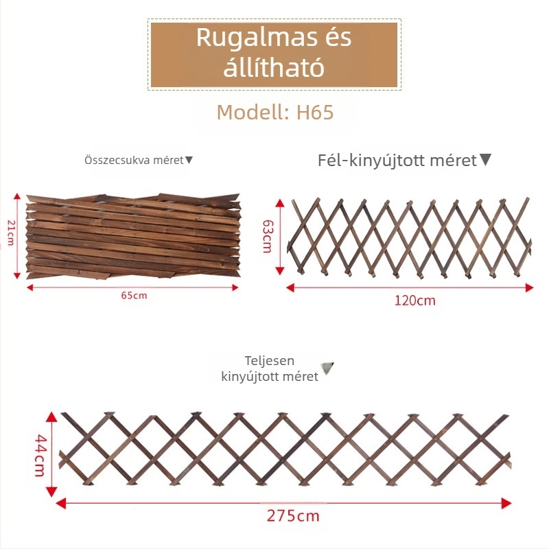 Kültéri falra szerelhető növénytartó állvány és kapaszkodó kerítés korrózióálló fából, erkélyre és kertbe. Termékkód Tb-635814615018